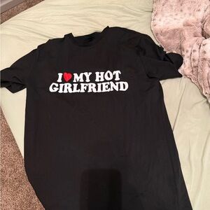 Rare Large Black Custom I love my hot girlfriend T-Shirt
